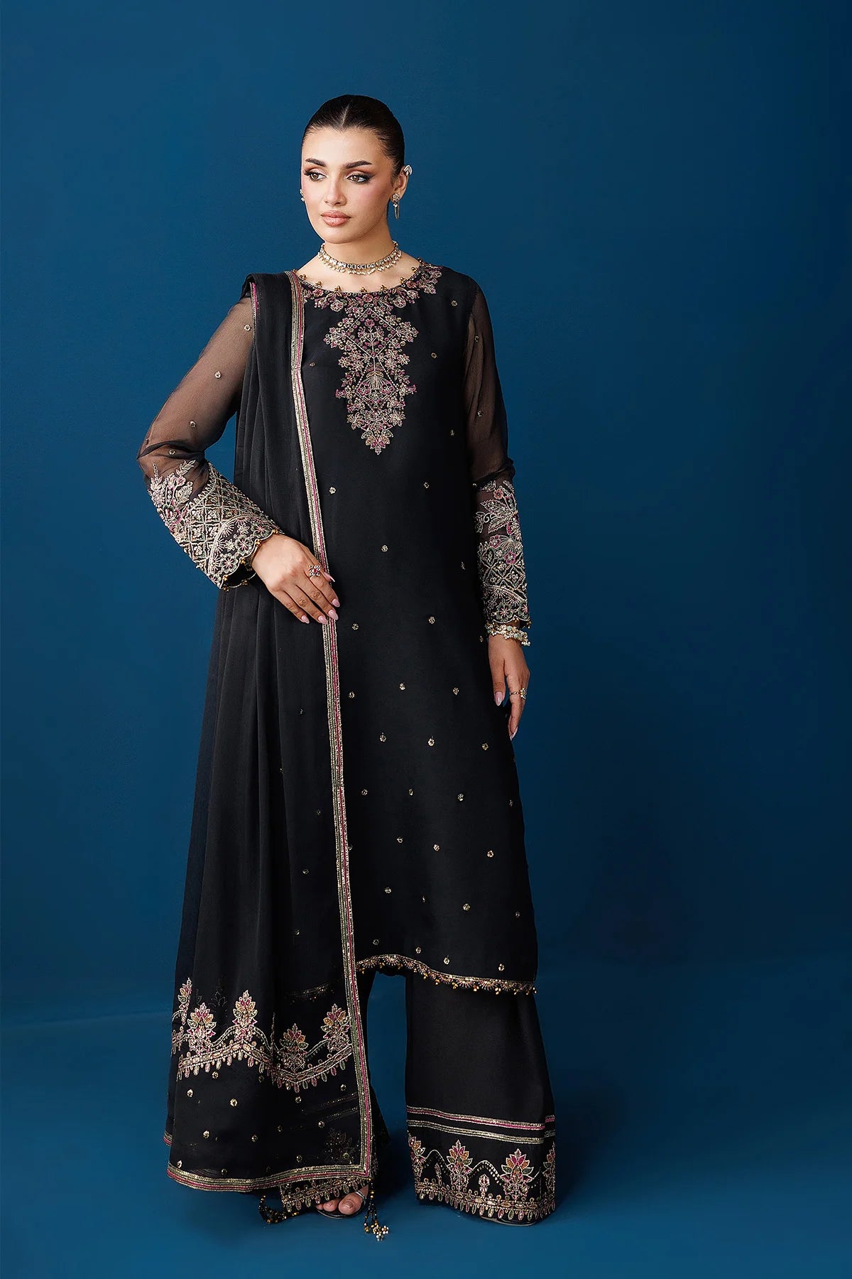 03-Piece Chiffon Suit With Embroidery | Ready To Wear