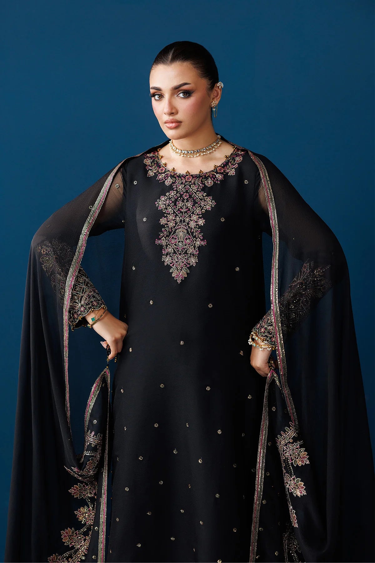 03-Piece Chiffon Suit With Embroidery | Ready To Wear