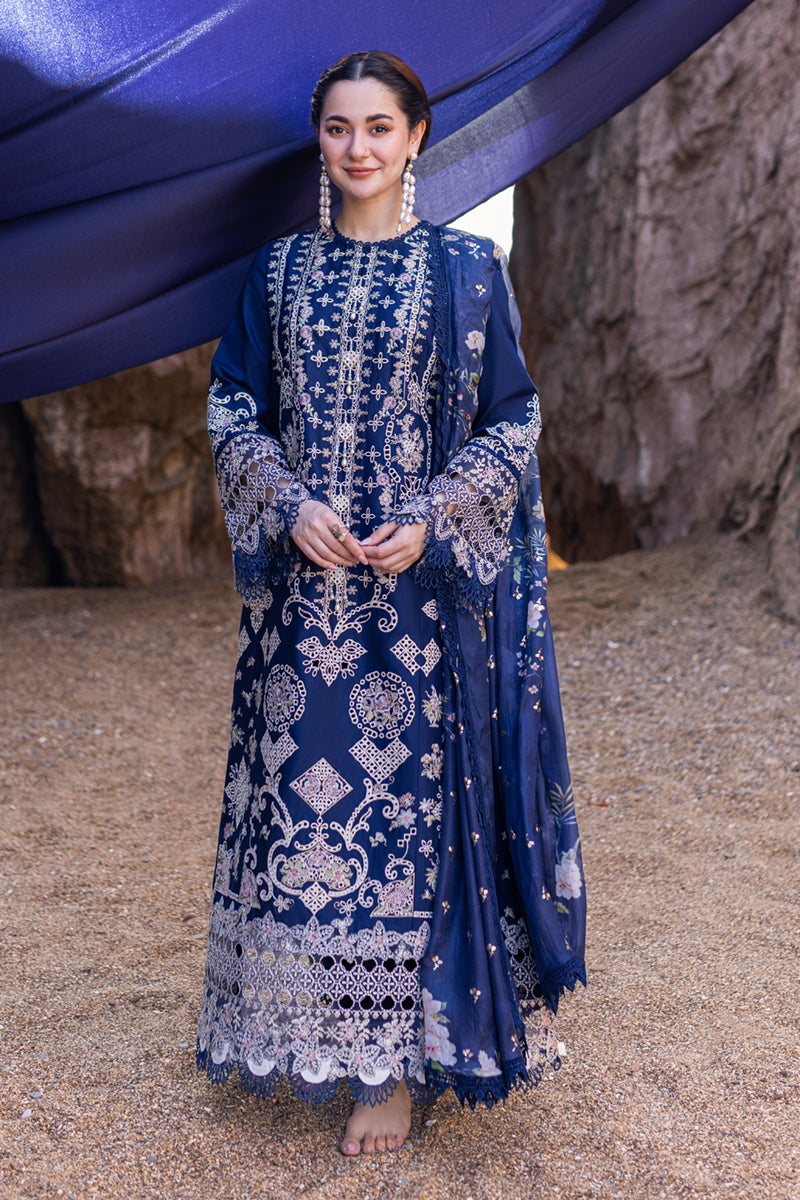 Qalamkar Luxury Cotton Embroidered 3 Piece Suit