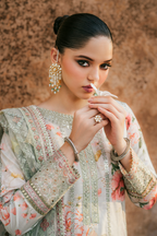 Embroidered Raw Silk 3-Piece Suit with Net Dupatta | Luxury stitched Suit