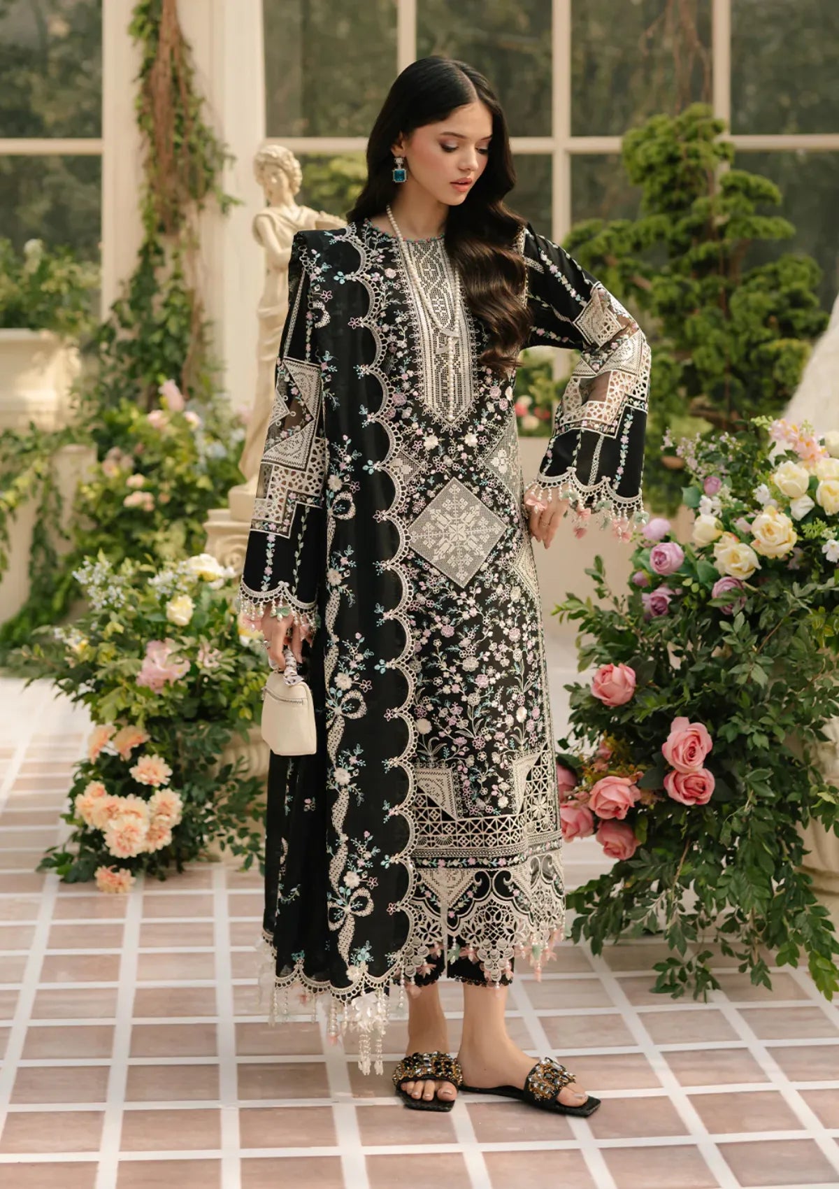 03-Piece Fully Embroidered Luxury Chikankari Lawn - Ready To Wear