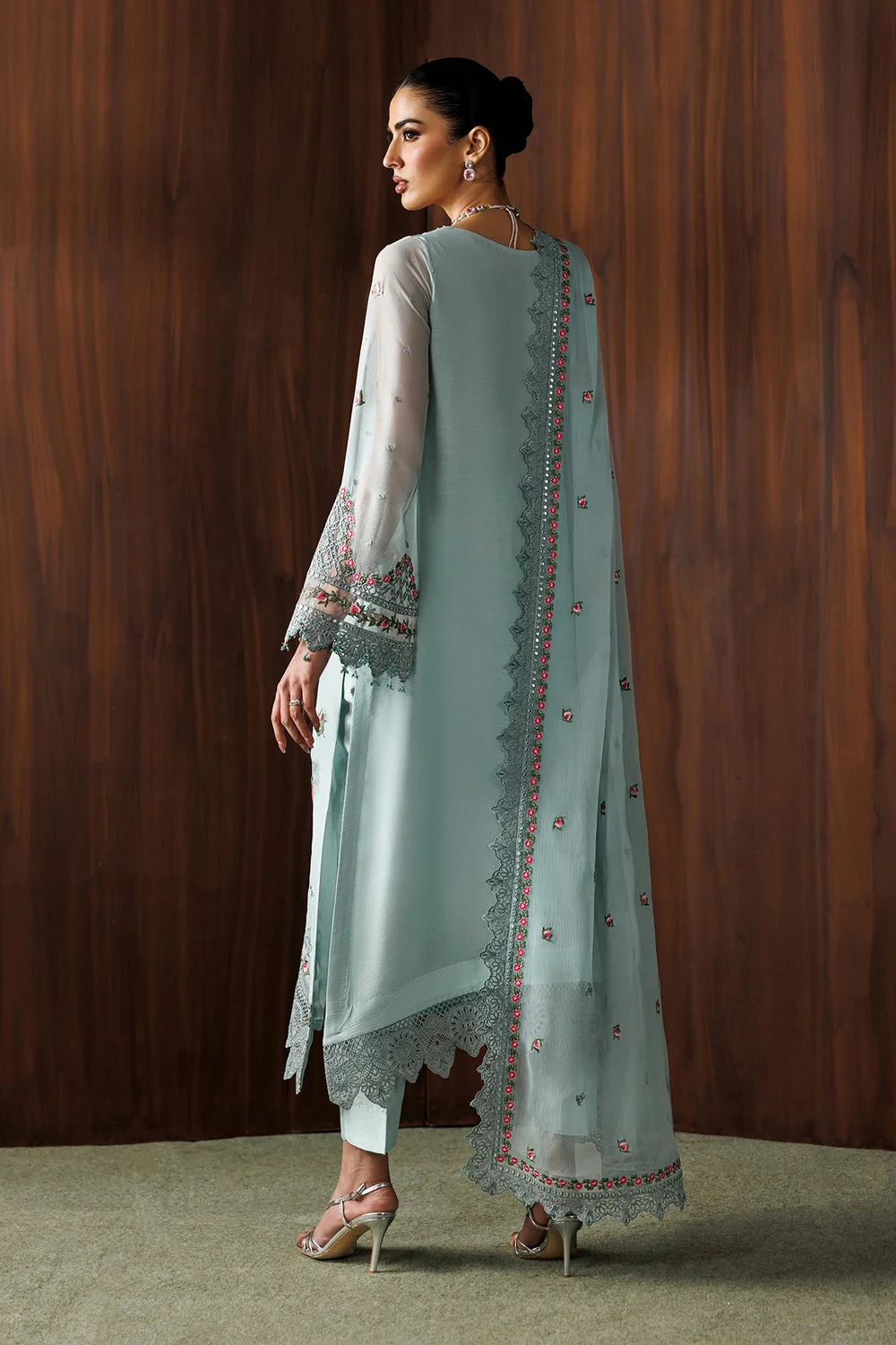 03-Piece Embroidered Chiffon Suit With Malai Trouser | Ready To Wear