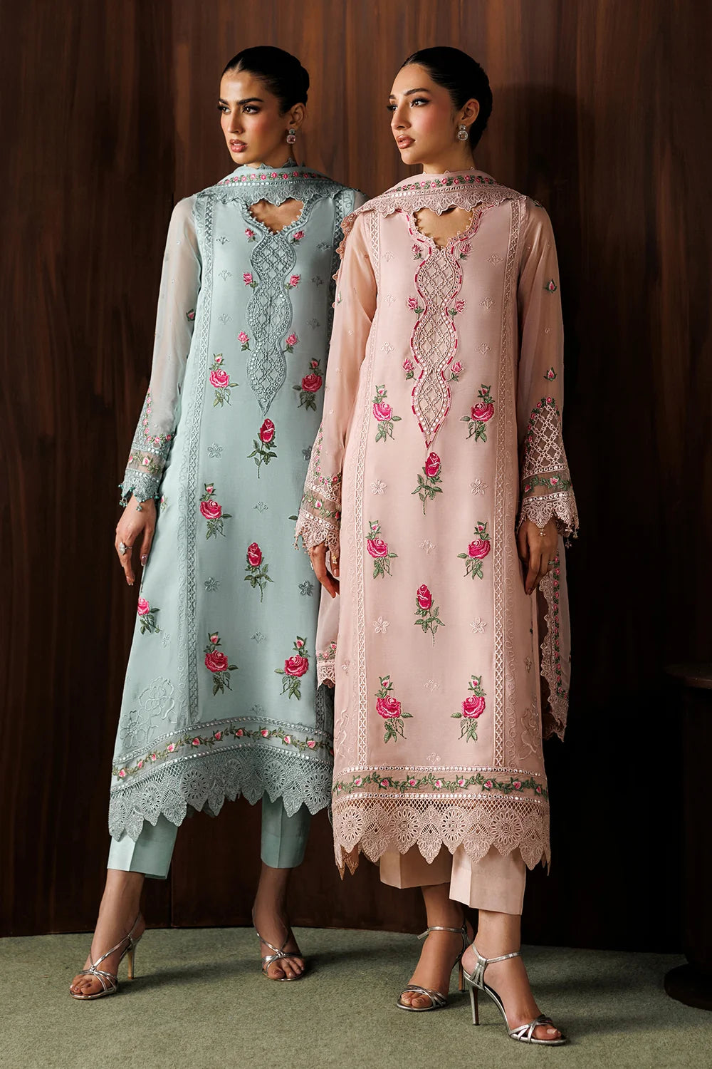 03-Piece Embroidered Chiffon Suit With Malai Trouser | Ready To Wear