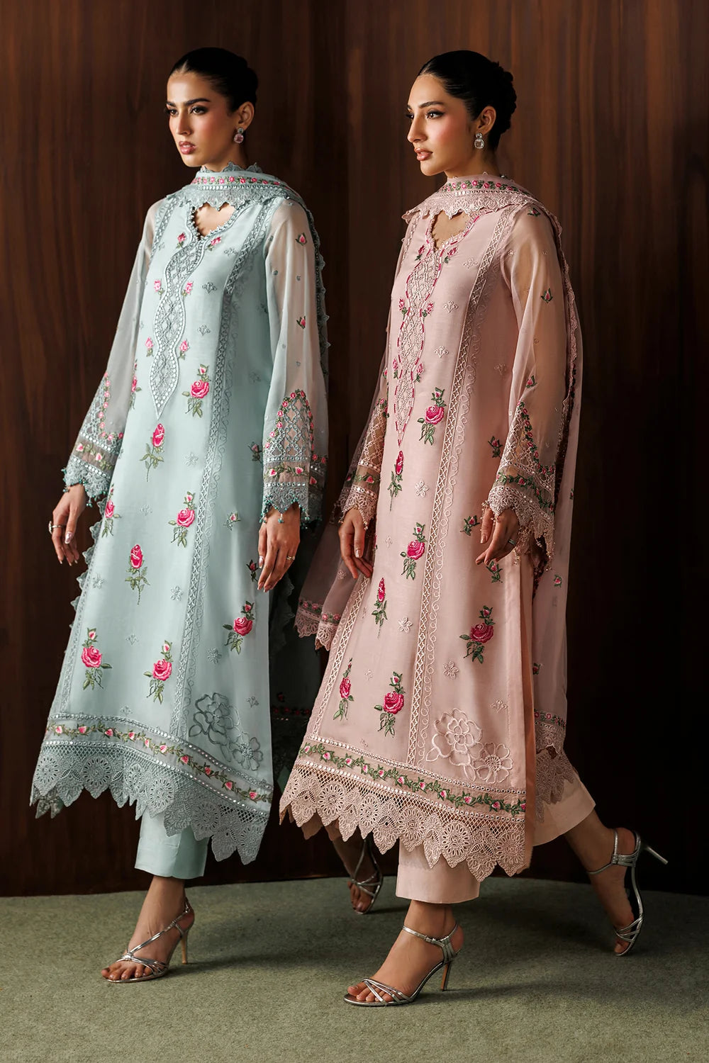 03-Piece Embroidered Chiffon Suit With Malai Trouser | Ready To Wear