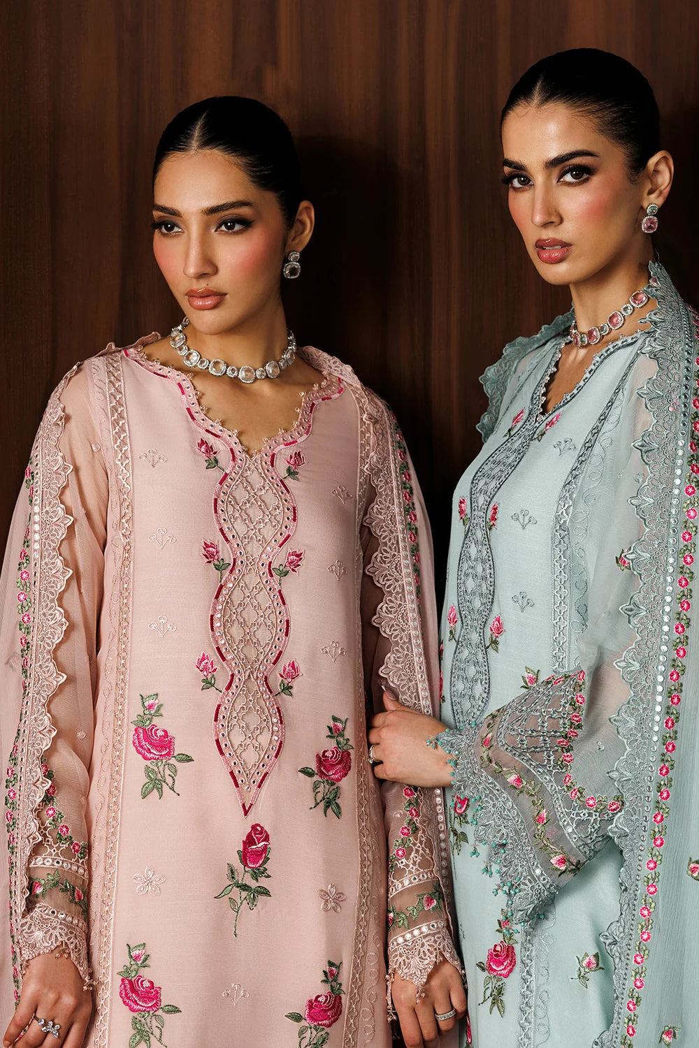 03-Piece Embroidered Chiffon Suit With Malai Trouser | Ready To Wear