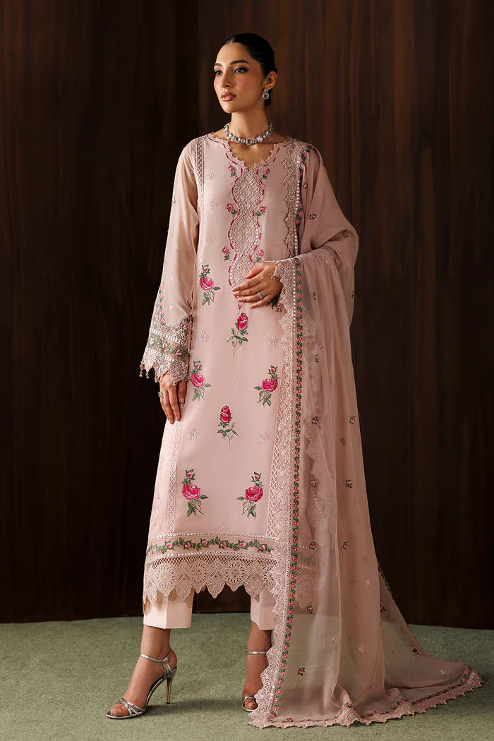 03-Piece Embroidered Chiffon Suit With Malai Trouser | Ready To Wear