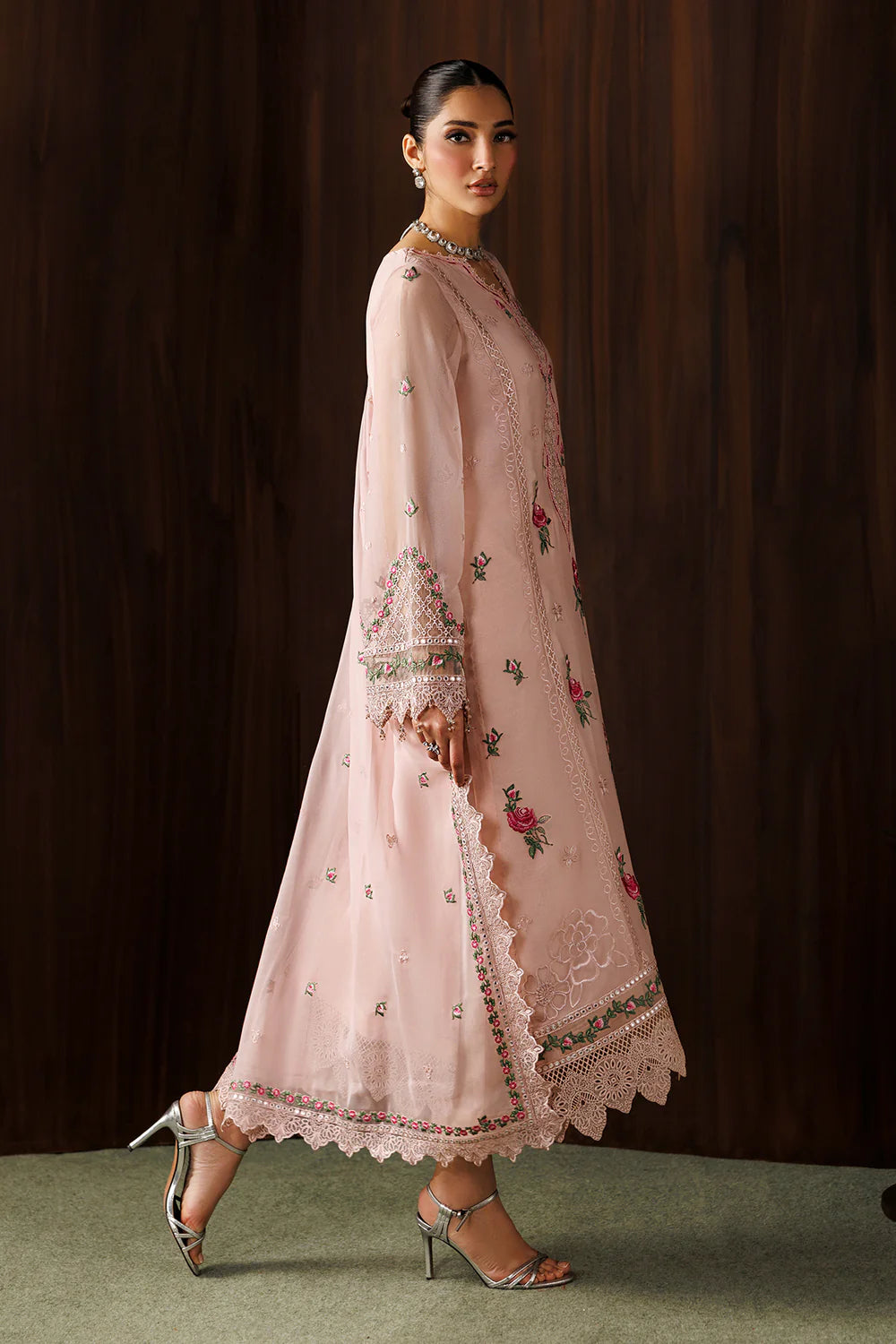 03-Piece Embroidered Chiffon Suit With Malai Trouser | Ready To Wear