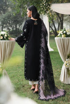 Noir & Soft Violet: Embroidered Lawn Suit With Printed Chiffon Dupatta | Ready To Wear