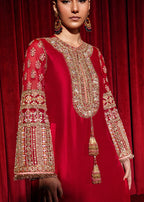 Silk Suit with Heavy Embroidery & Net Dupatta