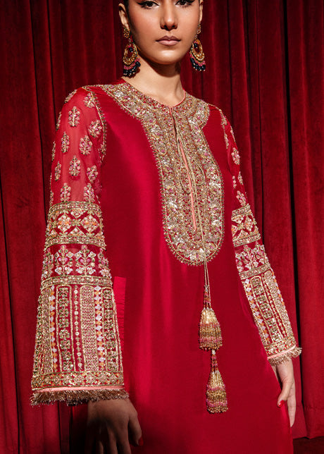 Silk Suit with Heavy Embroidery & Net Dupatta