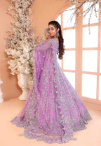 Pastel Lilac & Sparkling Silver: Embroidered Net Bridal Lenge Choli | Ready To Wear
