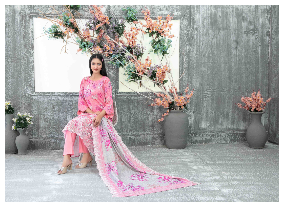 3-Piece Stitched Embroiderd Lawn Suit Ready To Wear
