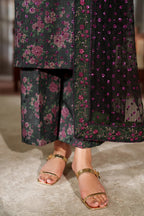 03-Piece Embroidered Printed Lawn With Embroidered Chiffon Dupatta - Ready To Wear