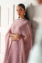 Dusty Rose & Silver Sparkle: Embroidered Chiffon Ghararah SUit | Ready To Wear
