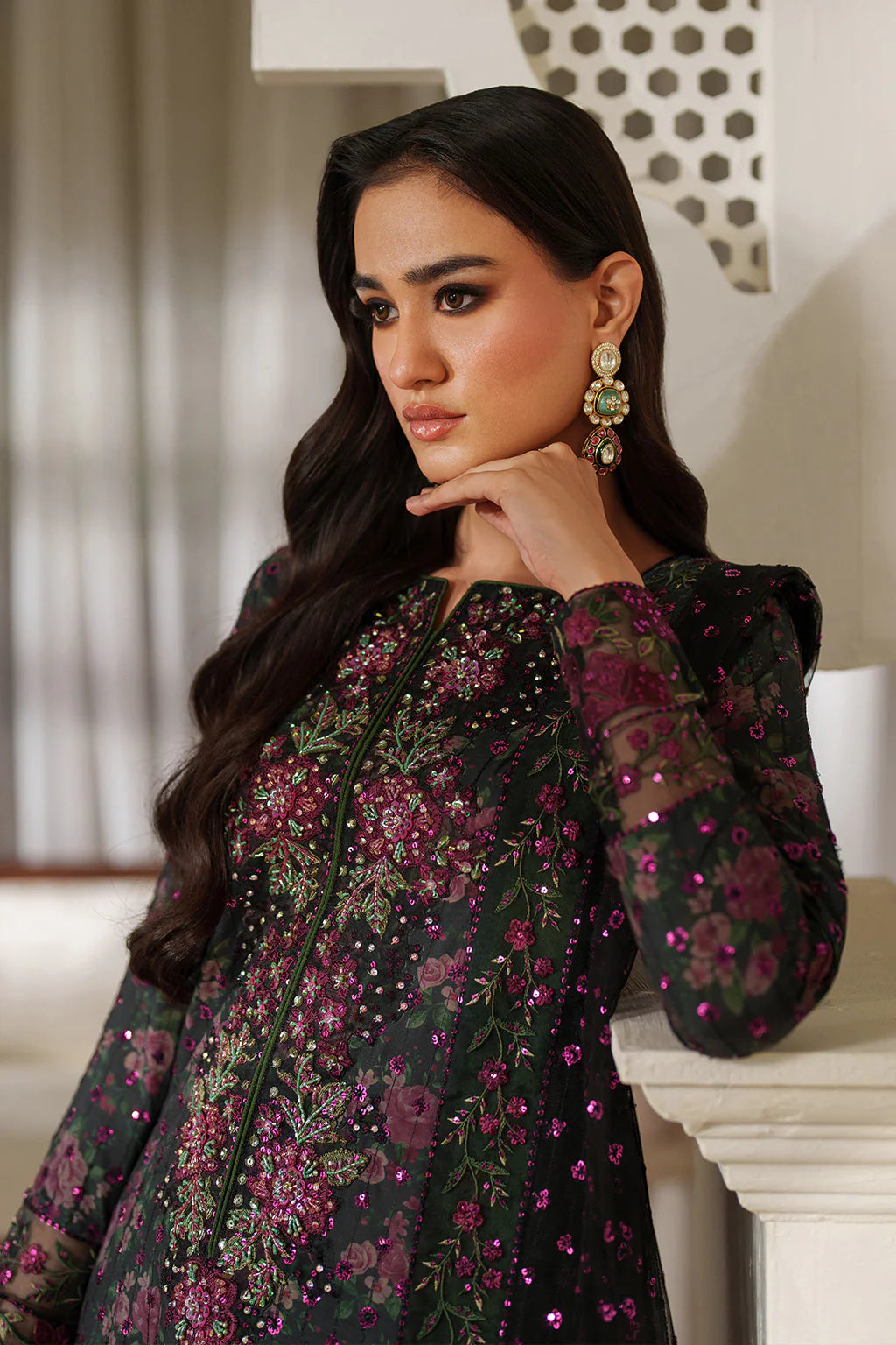 03-Piece Embroidered Printed Lawn With Embroidered Chiffon Dupatta - Ready To Wear