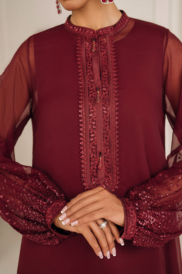 3  Piece Stitched  Chiffon Suit - Ready to Wear
