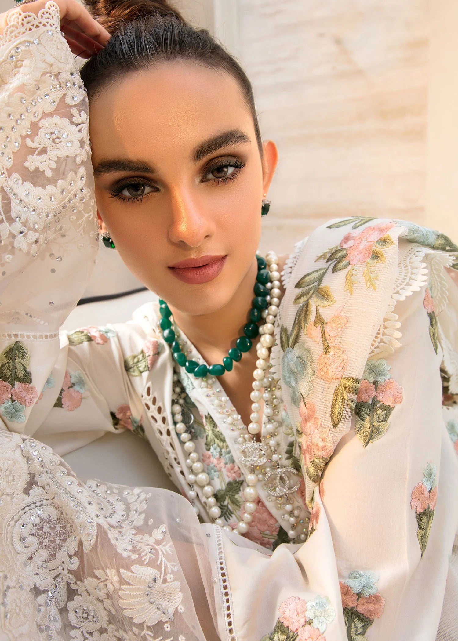 03-Piece Embroidered Lawn Suit With Organza Dupatta | Ready To Wear