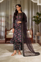 03-Piece Embroidered Printed Lawn With Embroidered Chiffon Dupatta - Ready To Wear