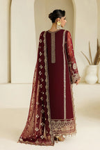 Rich Wine Red & Shimmering Gold: Chiffon Long Shirt Suit | Ready To Wear