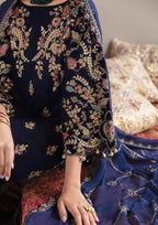 03-Piece Embroidered Velvet Suit With Chiffon Dupatta | Ready To Wear