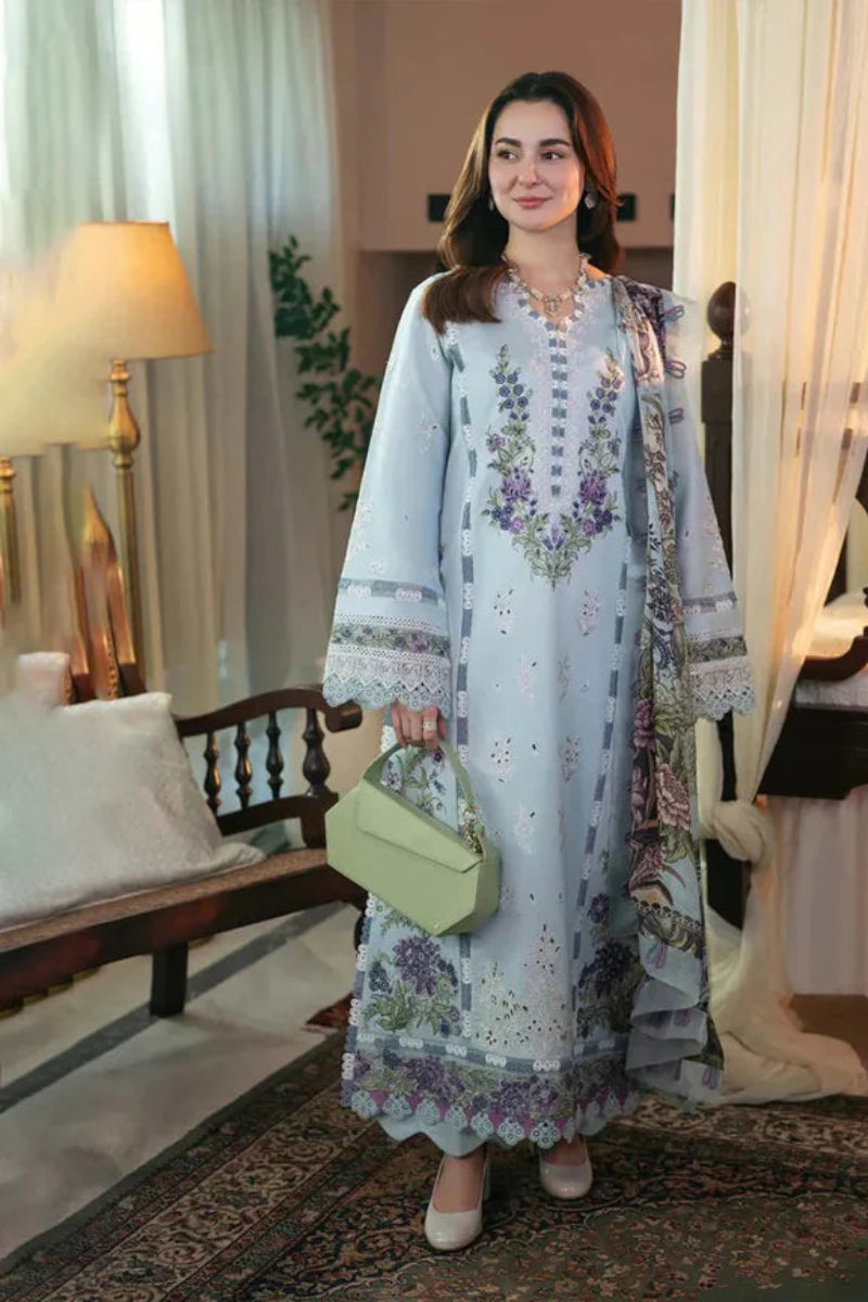 3PCS Fully Heavy Embroidered Lawn Dress With Digital Print Dupatta