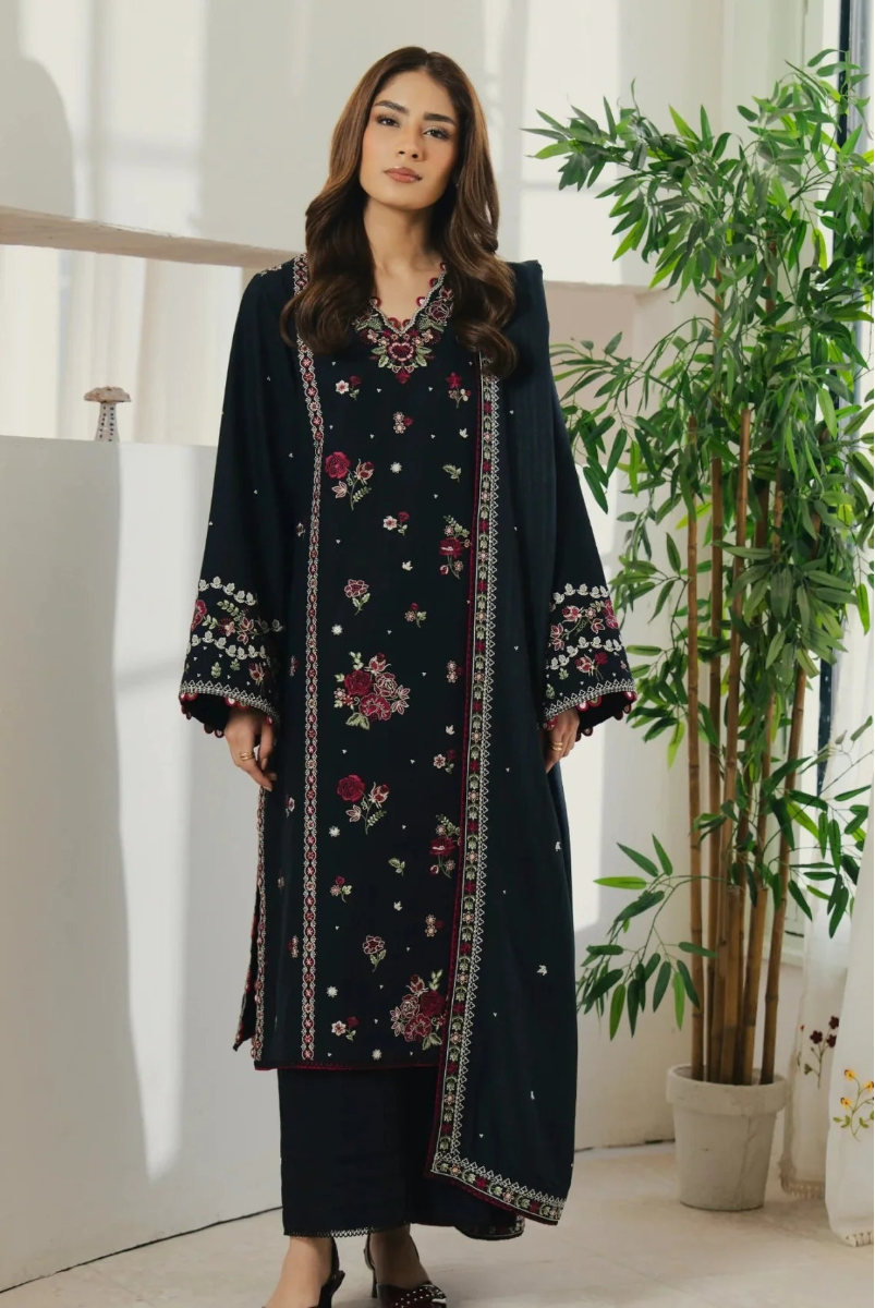 03-Piece Embroidered Lawn Suit With Chiffon Dupatta | Ready To Wear