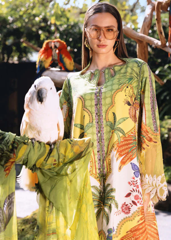 03-Piece Printed Lawn With Chiffon Dupatta - Ready To Wear