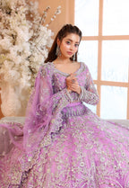 Pastel Lilac & Sparkling Silver: Embroidered Net Bridal Lenge Choli | Ready To Wear