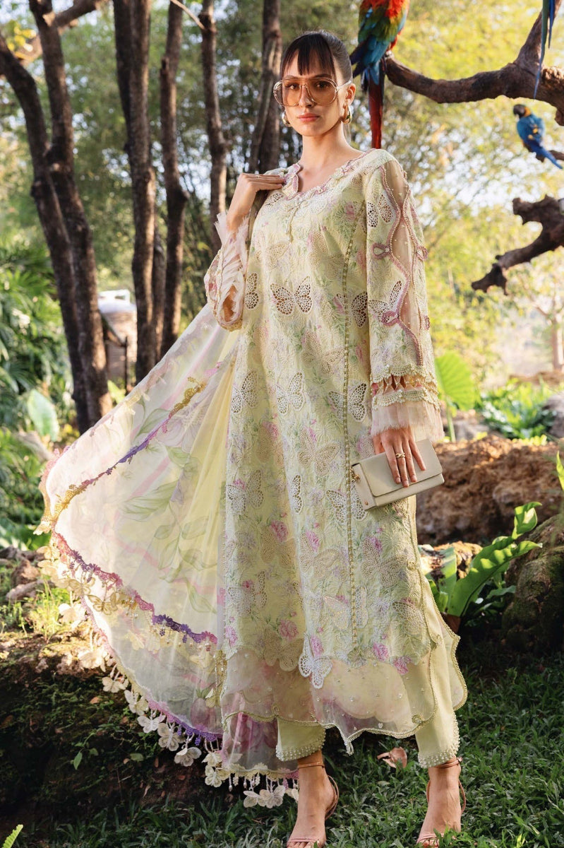 03-Piece Embroidered Lawn Suit With Chiffon Dupatta | Ready To Wear