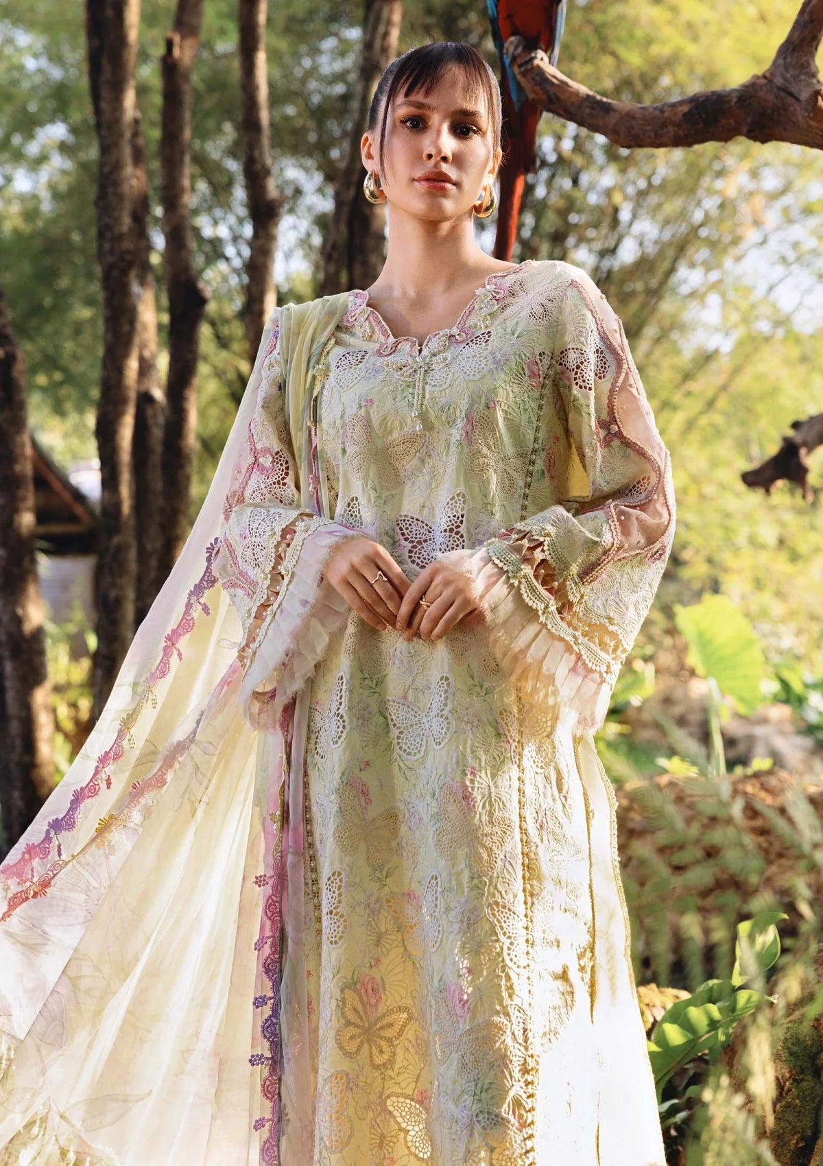 03-Piece Embroidered Lawn Suit With Chiffon Dupatta | Ready To Wear