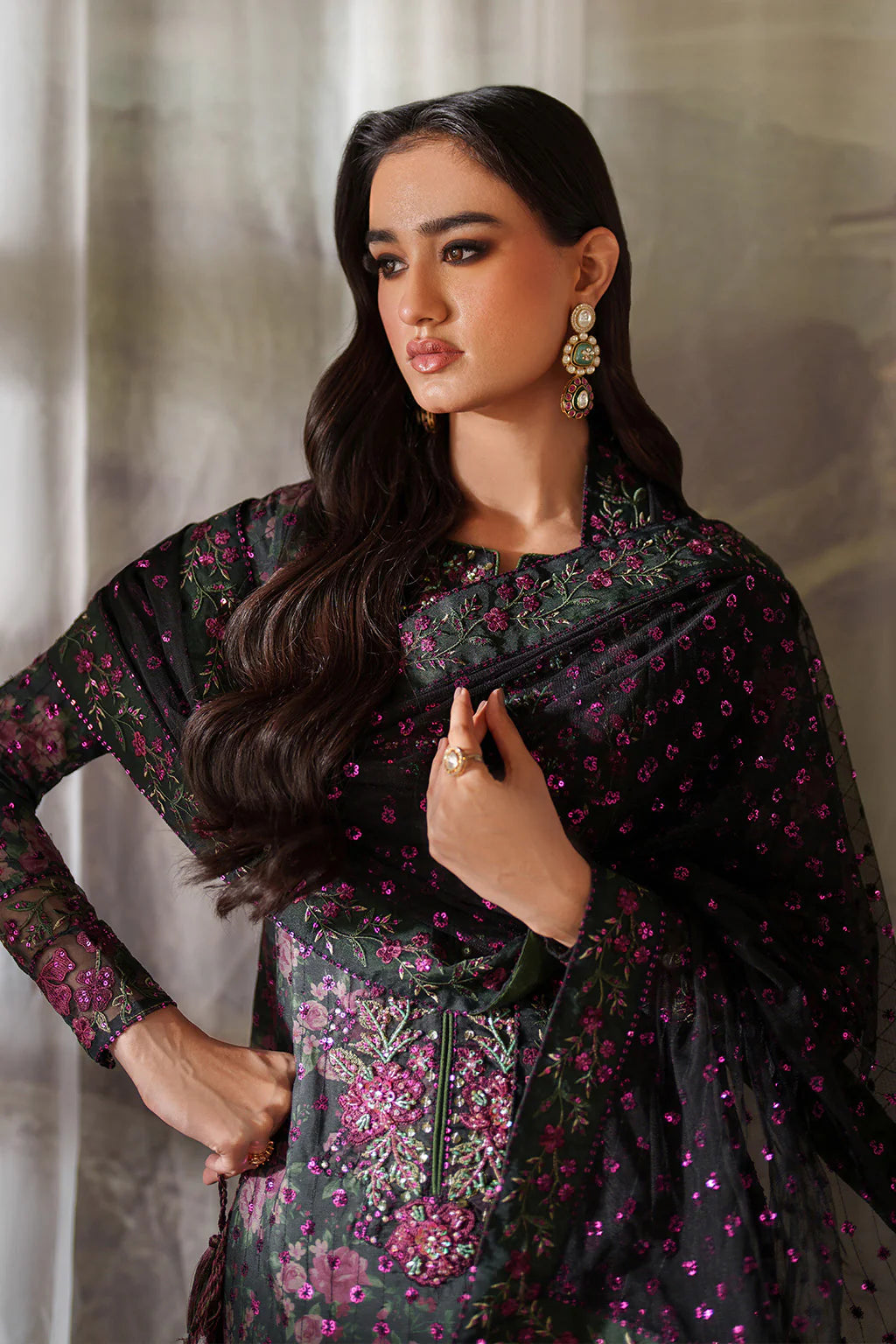 03-Piece Embroidered Printed Lawn With Embroidered Chiffon Dupatta - Ready To Wear