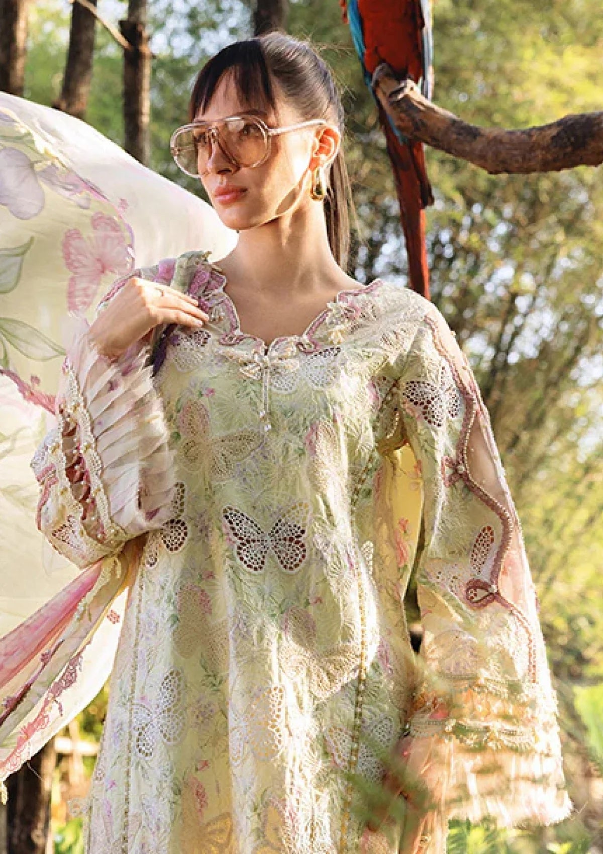 03-Piece Embroidered Lawn Suit With Chiffon Dupatta | Ready To Wear