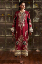 Maroon Charmoush Silk 3-Piece Suit | Ready To Wear