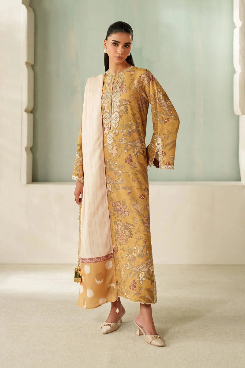 03-Piece Digital Printed Embroidered Lawn Suit - Ready To Wear