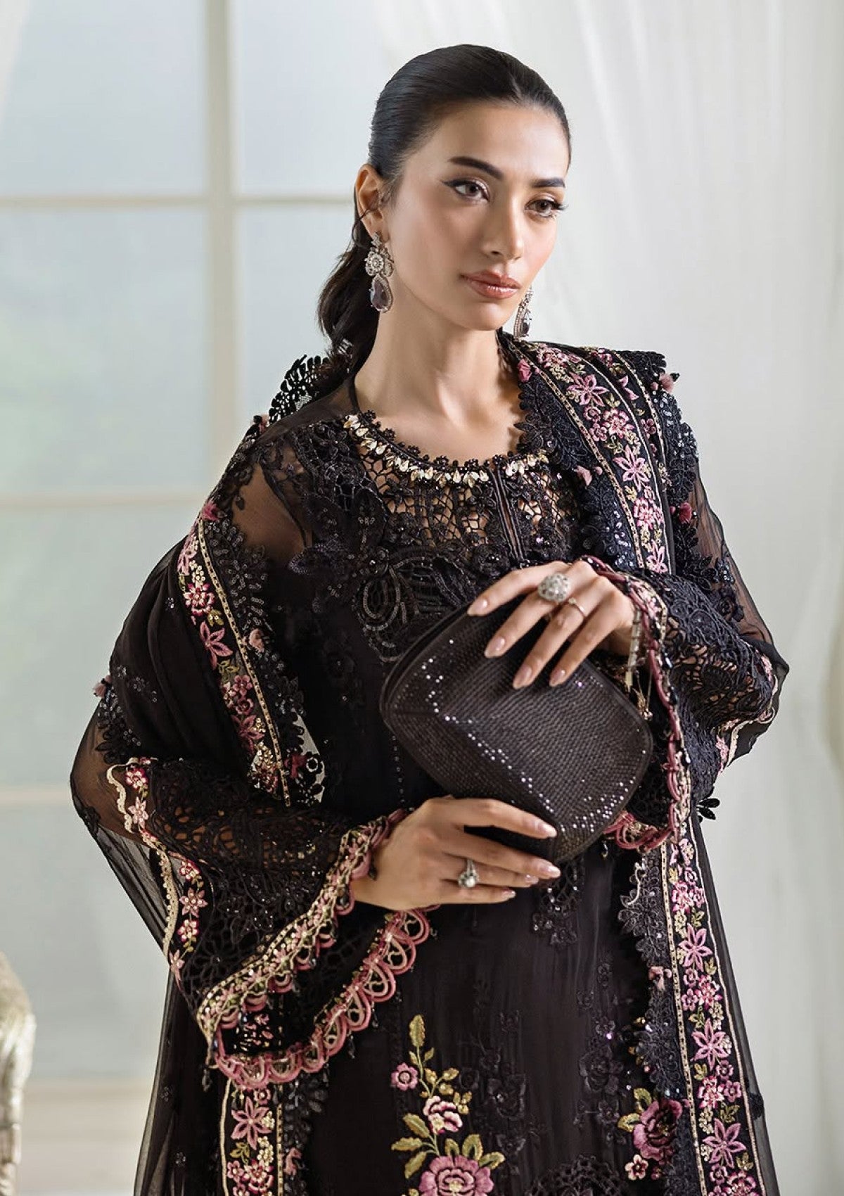 3 Piece  Stitched  Chiffon Suit - Ready  to Wear