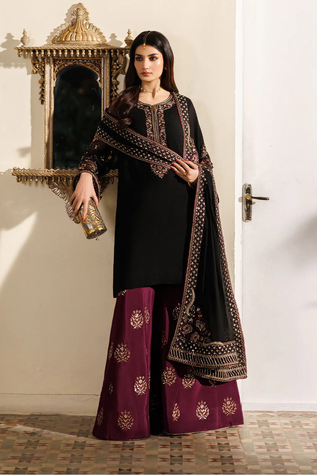 03-Piece Chiffon Suit With Embroidery | Ready To Wear