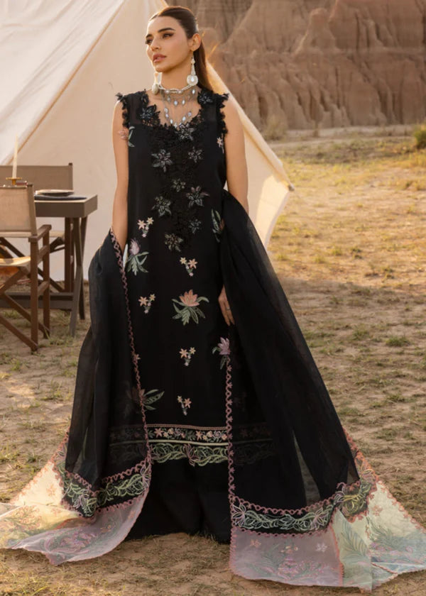 03-Piece Embroidered Lawn Suit With Organza Dupatta | Ready To Wear