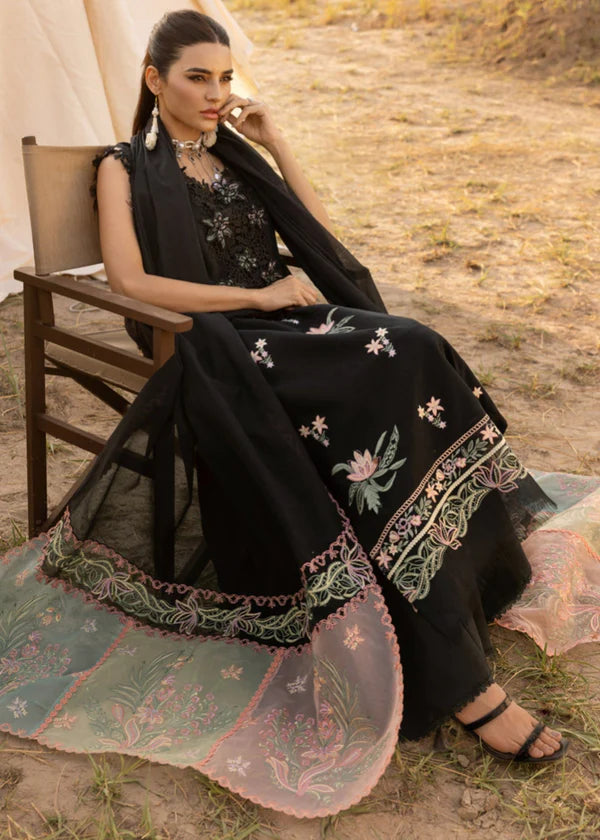 03-Piece Embroidered Lawn Suit With Organza Dupatta | Ready To Wear
