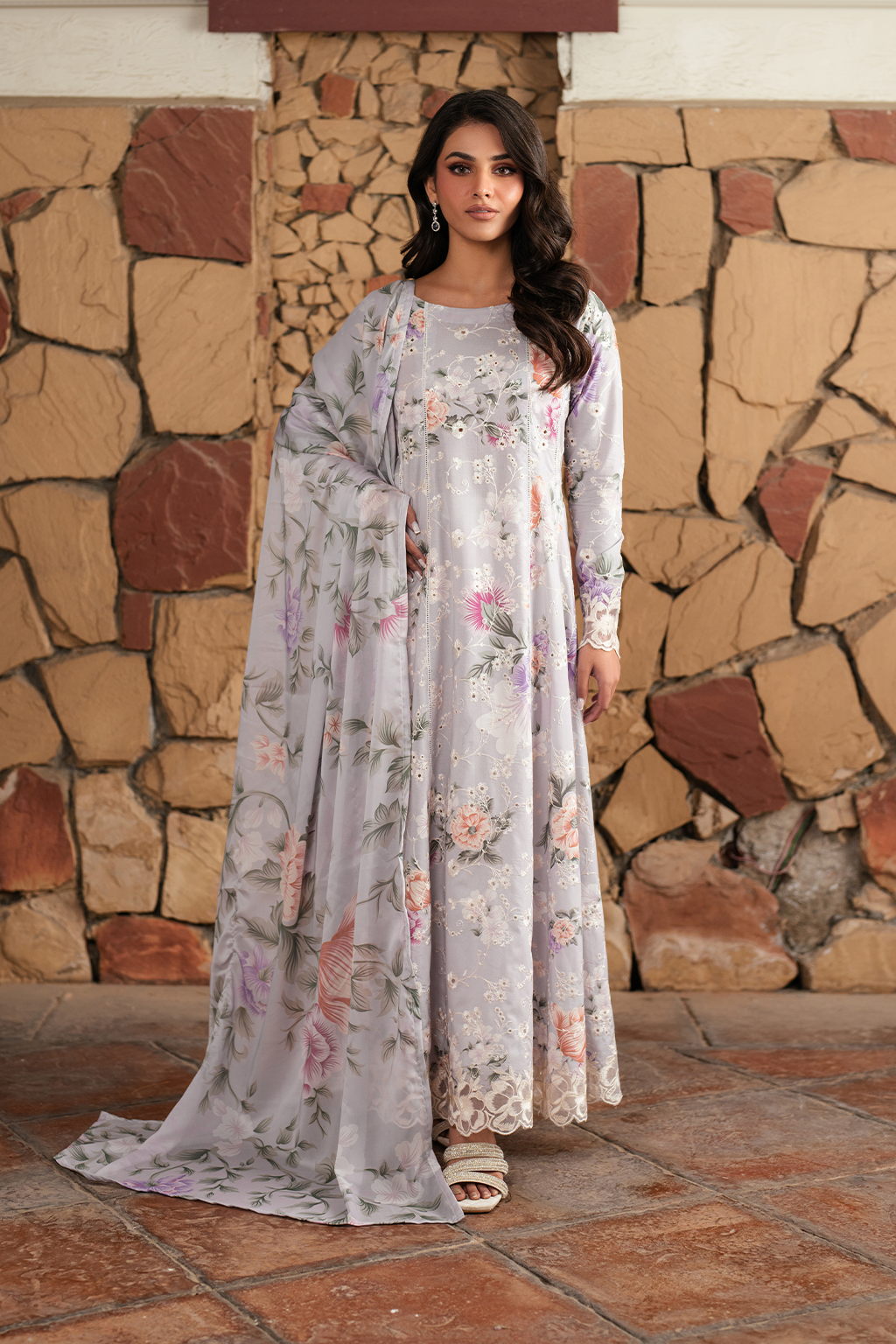 Luxury Printed Lawn Suit with Embroidered Front & Chiffon Dupatta
