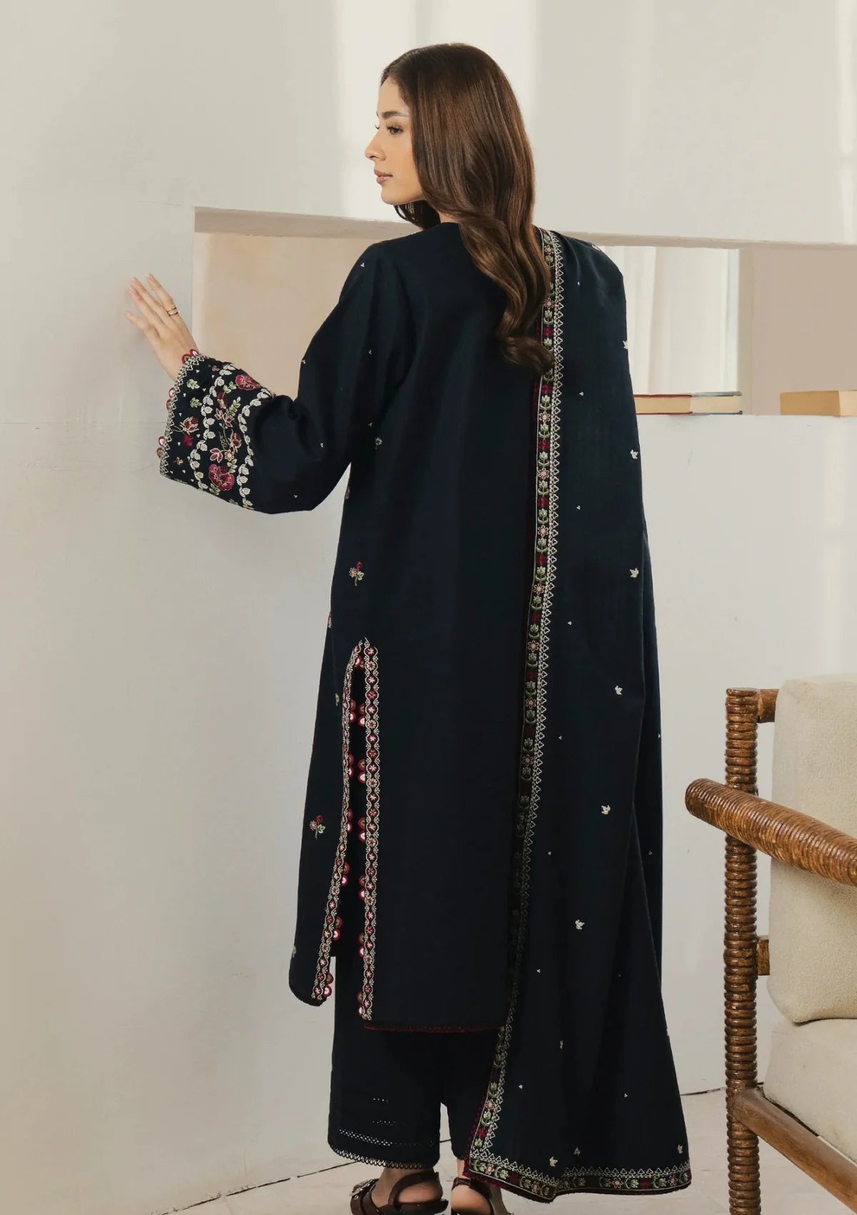 03-Piece Embroidered Lawn Suit With Chiffon Dupatta | Ready To Wear