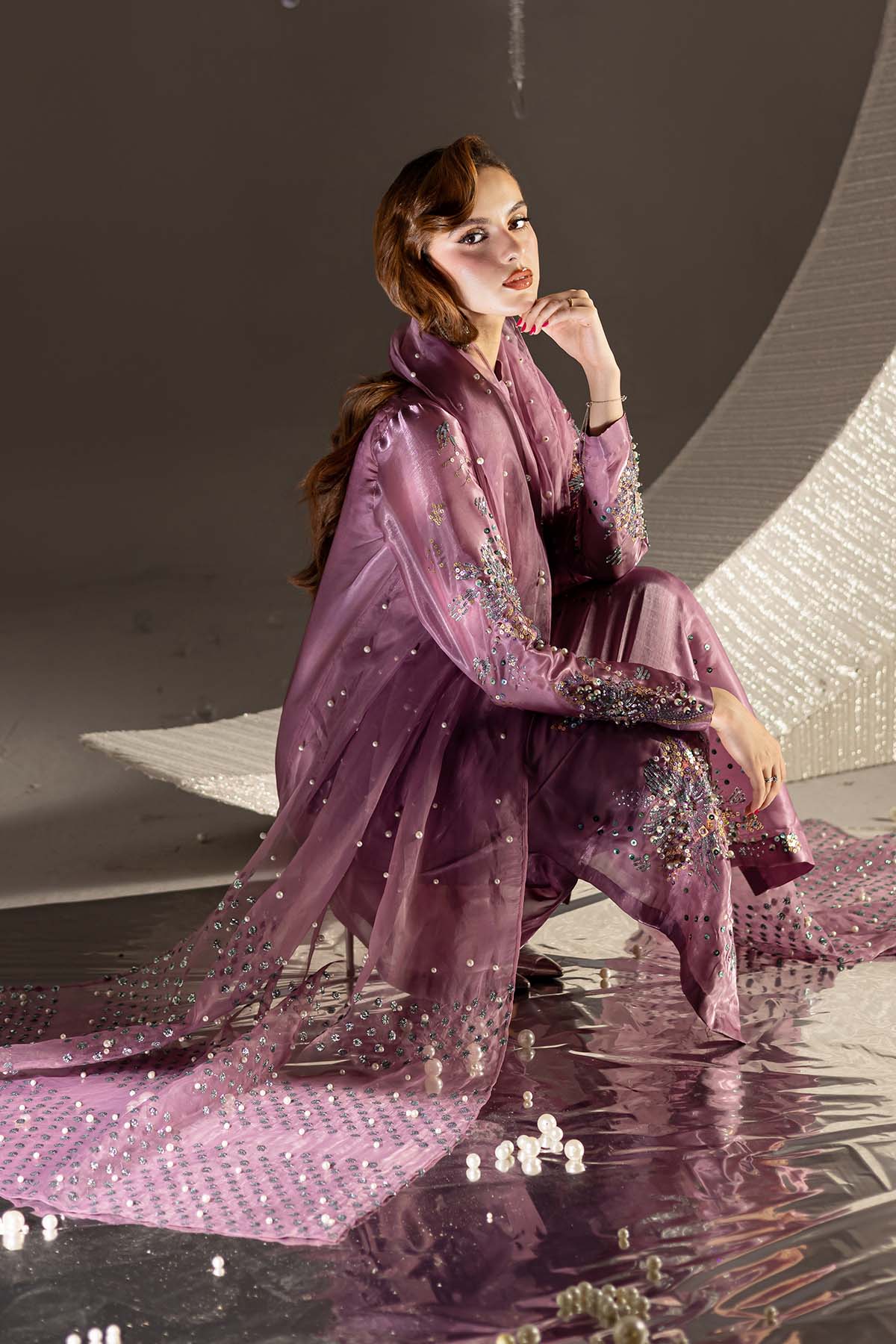 03-Piece Embroidered Cotton Suit With Organza Dupatta | Ready To Wear