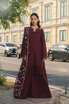 03-Piece Embroidered Lawn Suit With Net Dupatta | Ready To Wear