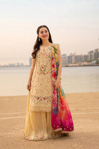 The Oasis Flora: Embroidered Cotton Suit & Vibrant Dupatta | Ready To Wear