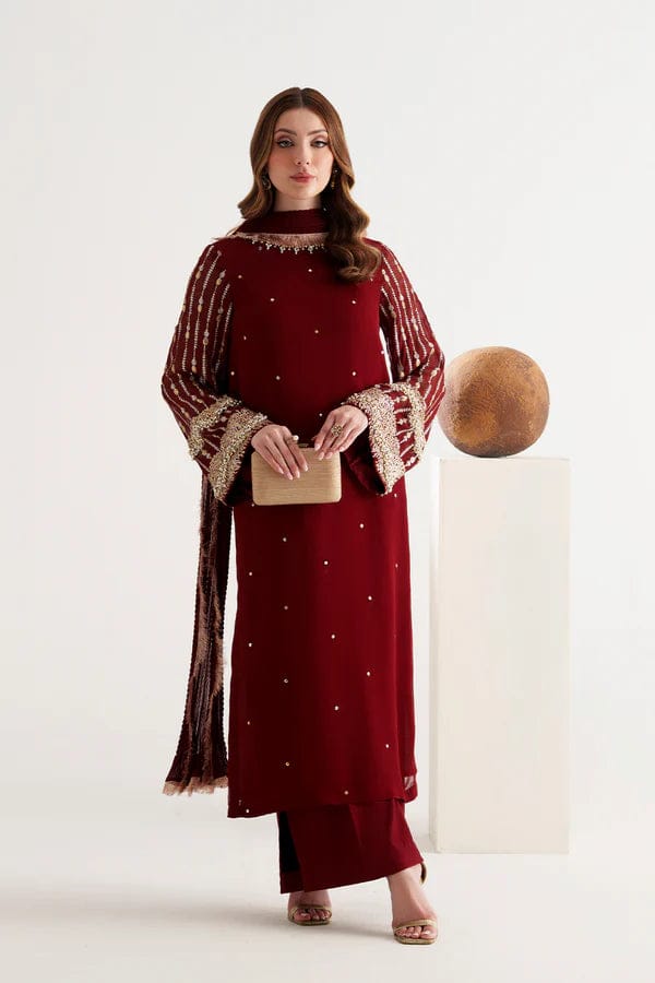 Amave Wedding Edition 2026 – Luxury Heavy Embroidered Chiffon 3-Piece Formal Suit