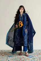 Navy Blue: Egyptian Lawn Suit With Embroidery | Ready To Wear
