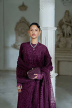 03-Piece Embroidered Lawn Suit With Organza Dupatta | Ready To Wear
