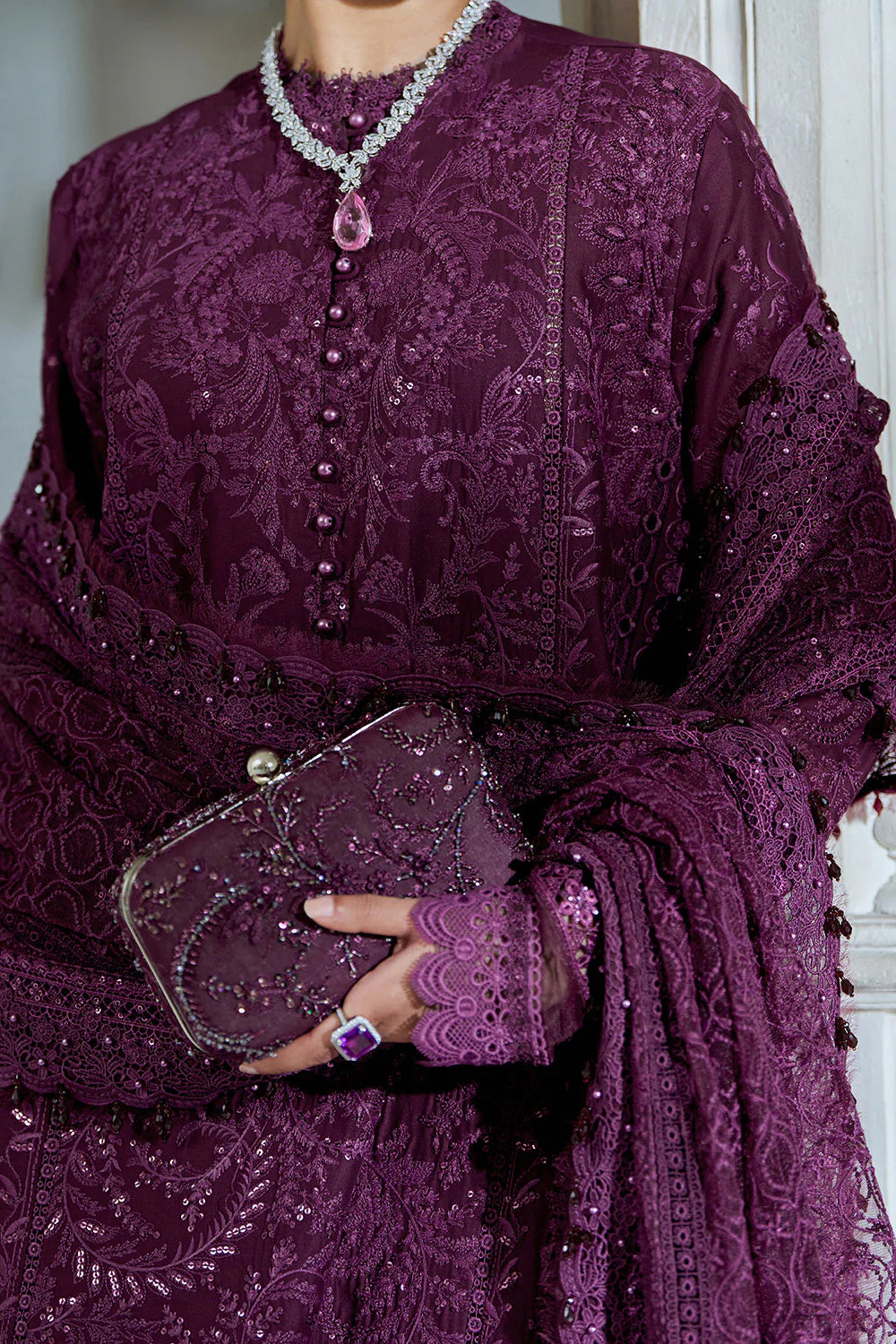 03-Piece Embroidered Lawn Suit With Organza Dupatta | Ready To Wear