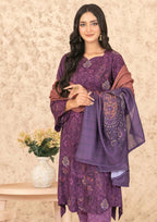 3 piece Stitched suit Boti Embroidered Digital Printed Shirt with Exclusive Shawl Dupatta