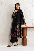 Midnight Bloom - Embroidered Chiffon Suit | Ready To Wear