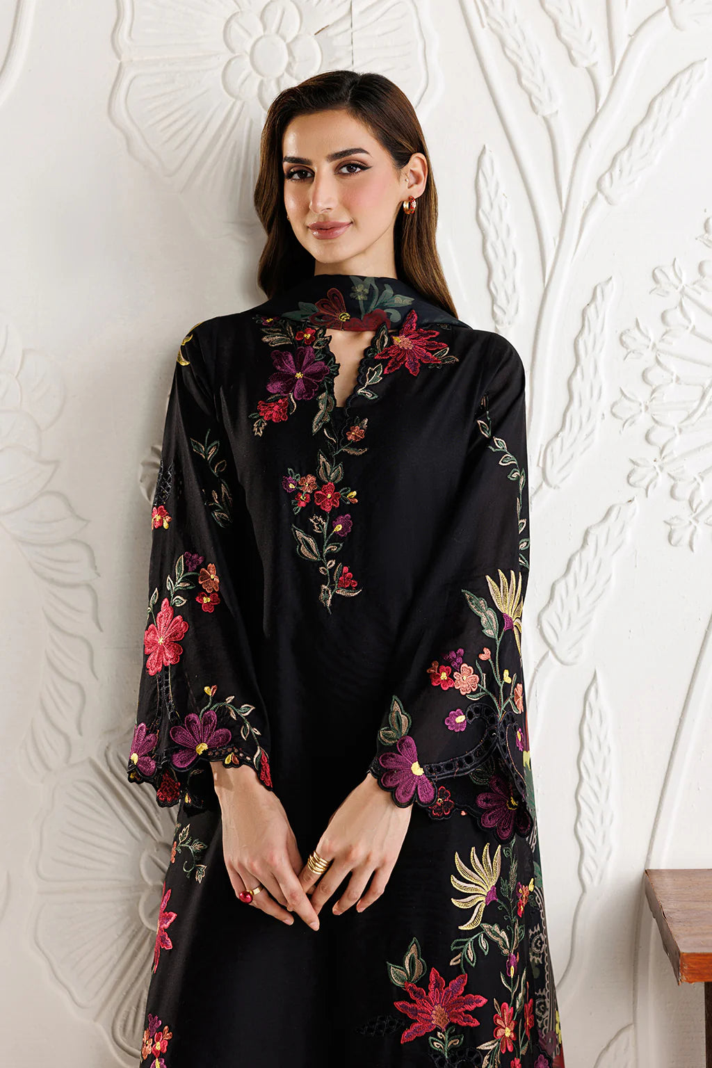 Midnight Bloom - Embroidered Chiffon Suit | Ready To Wear
